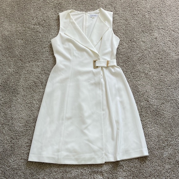 Calvin Klein Dresses & Skirts - Calvin Klein • Cream Sleeveless Wrap A-Line Dress